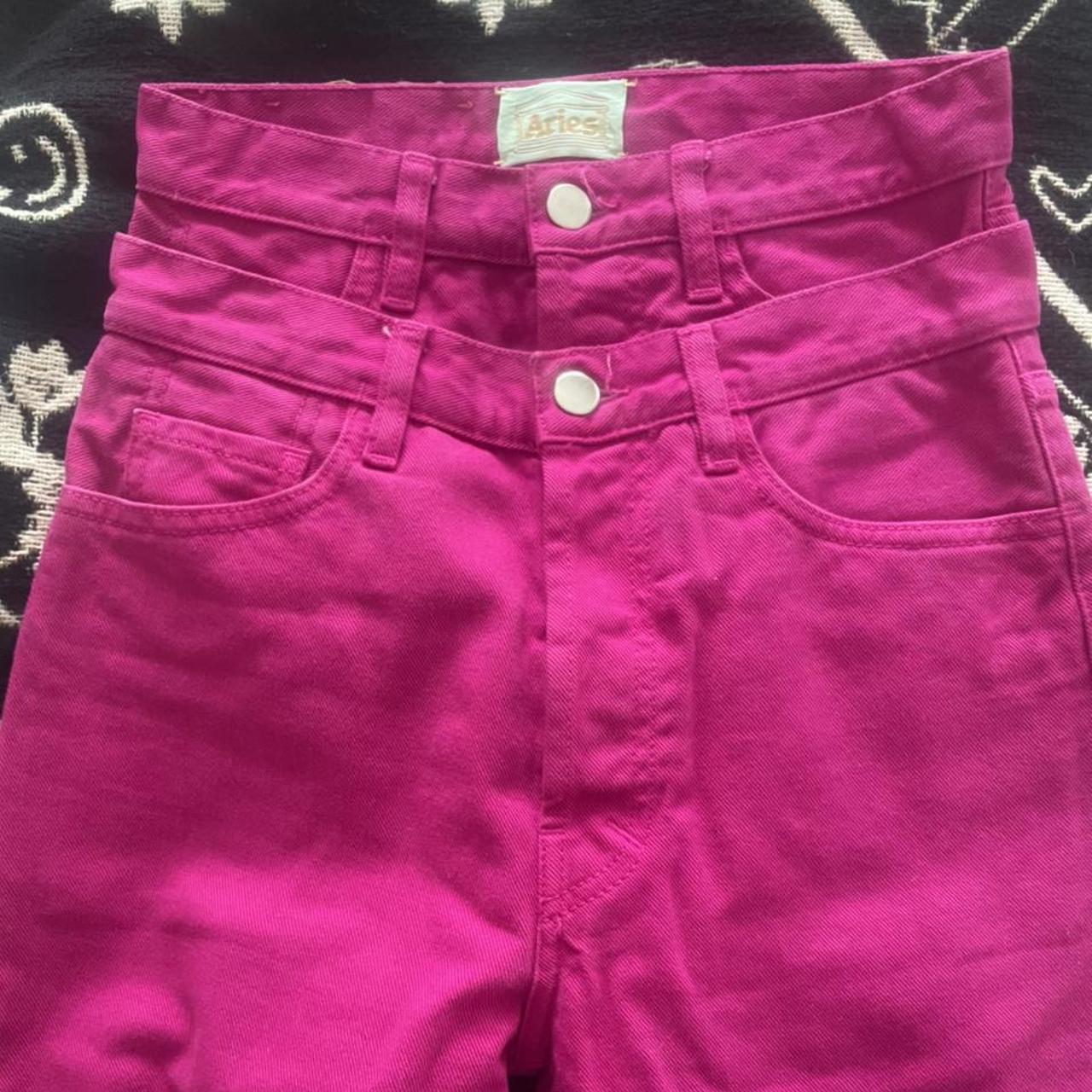 ARIES pink double waisted jeans Size 25 Barely used - Depop