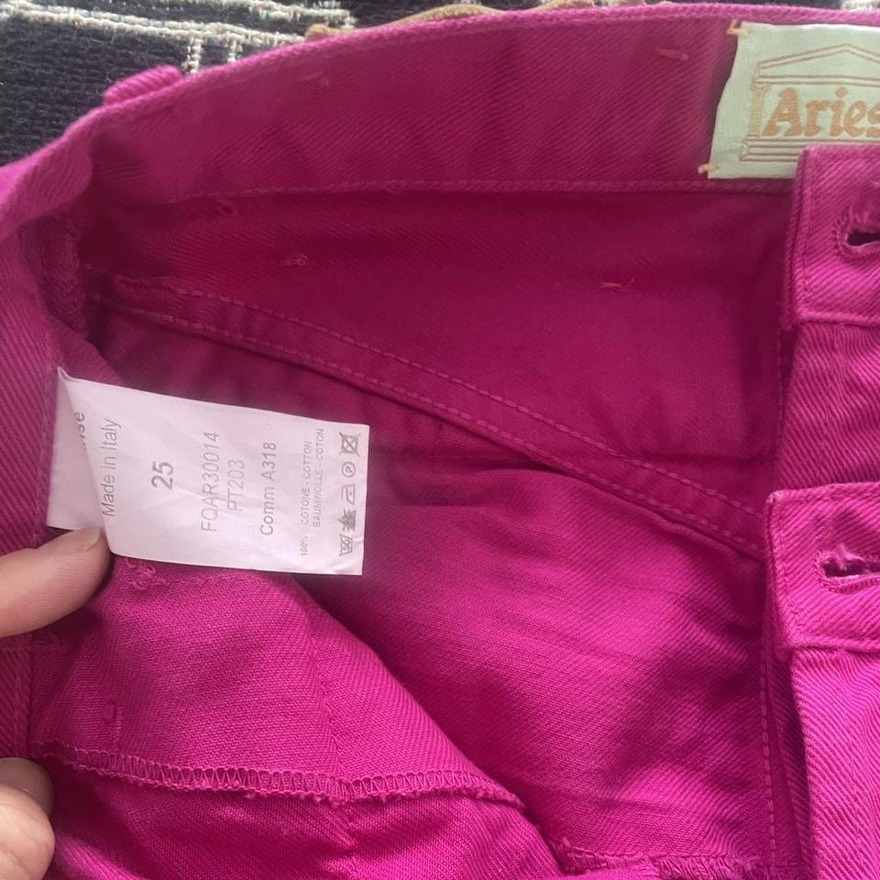 ARIES pink double waisted jeans Size 25 Barely used - Depop