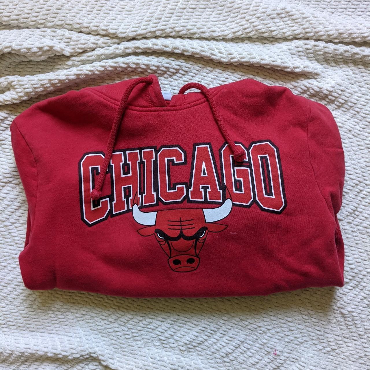 Mitchell & Ness Women's Red and Black Hoodie | Depop