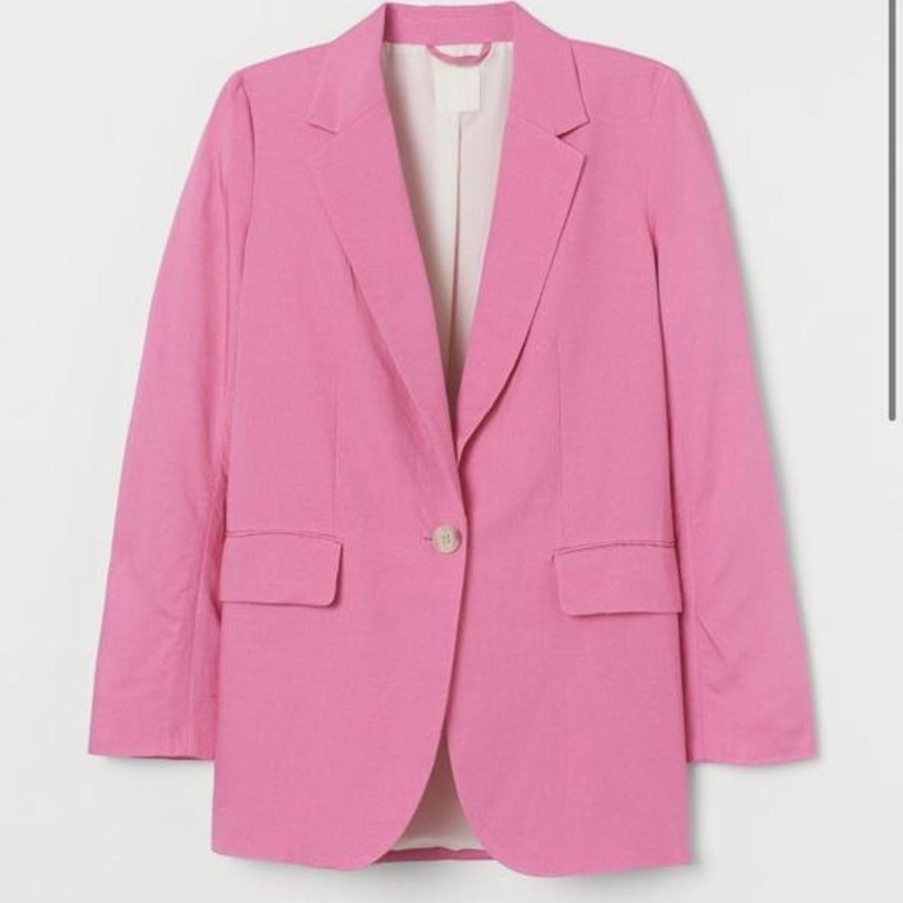 Gorgeous H M linen blend jacket in pink fuschia Depop