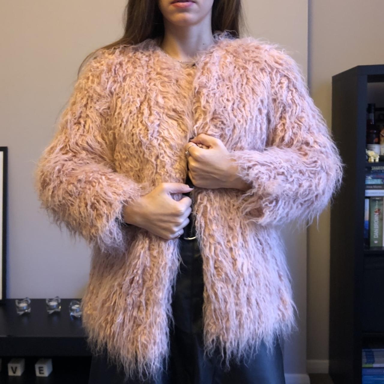 H and m sale pink fur coat