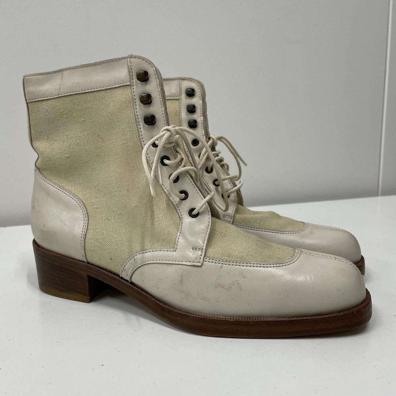 Mosquitos Vintage Beige Leather Boots Size... - Depop