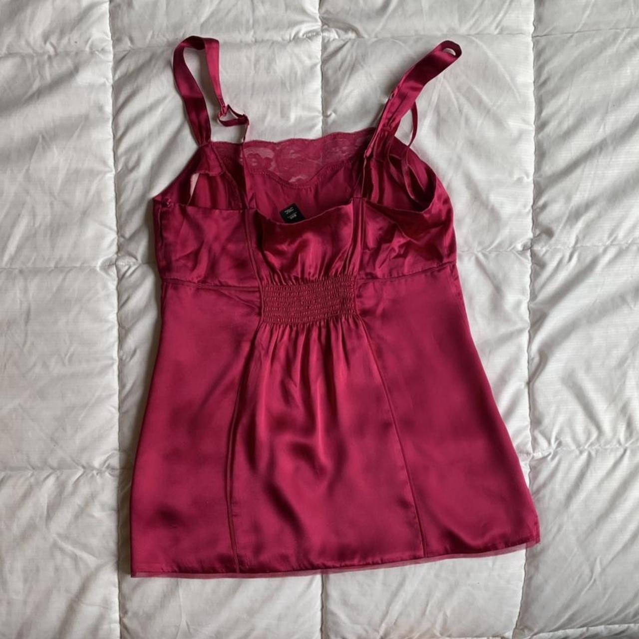 White House Black Market Women's Pink and Red Blouse | Depop