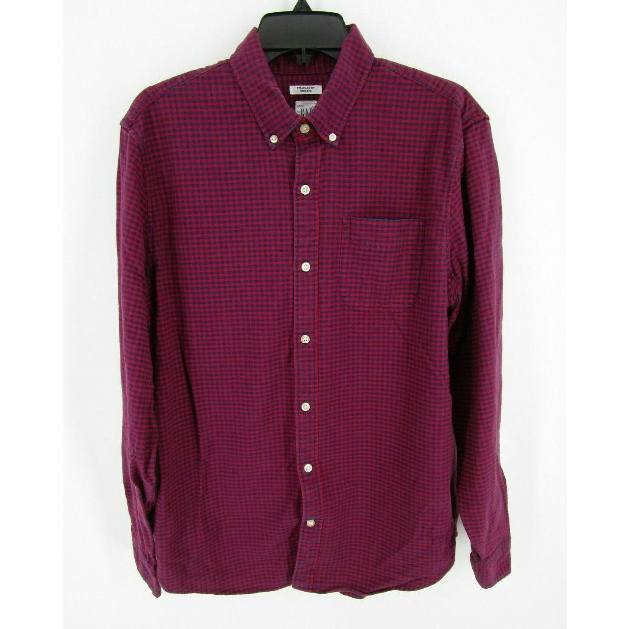 GAP Button Down Shirt Men Medium Red Plaid Standard... - Depop
