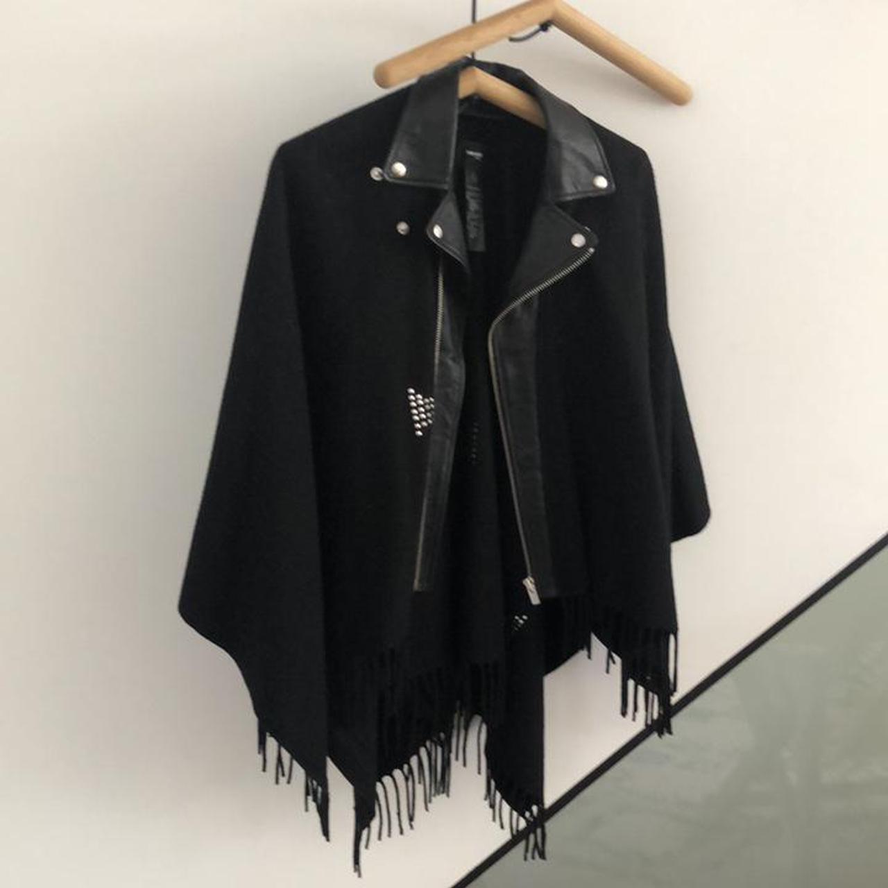 The Kooples Moto Style Fringed Cape with Depop