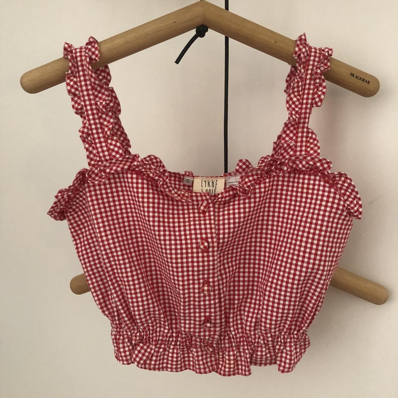 Lykke Wullf Women's White and Red Crop-top