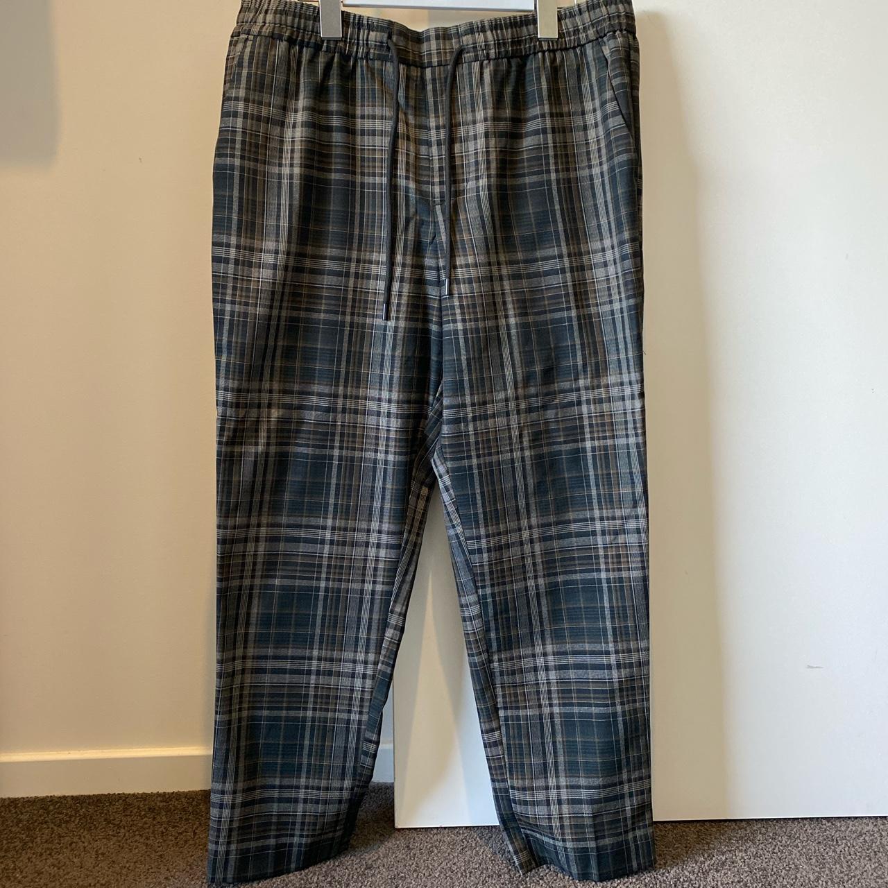 Men’s Slim Dark Green Check Pants (size - Medium) - Depop