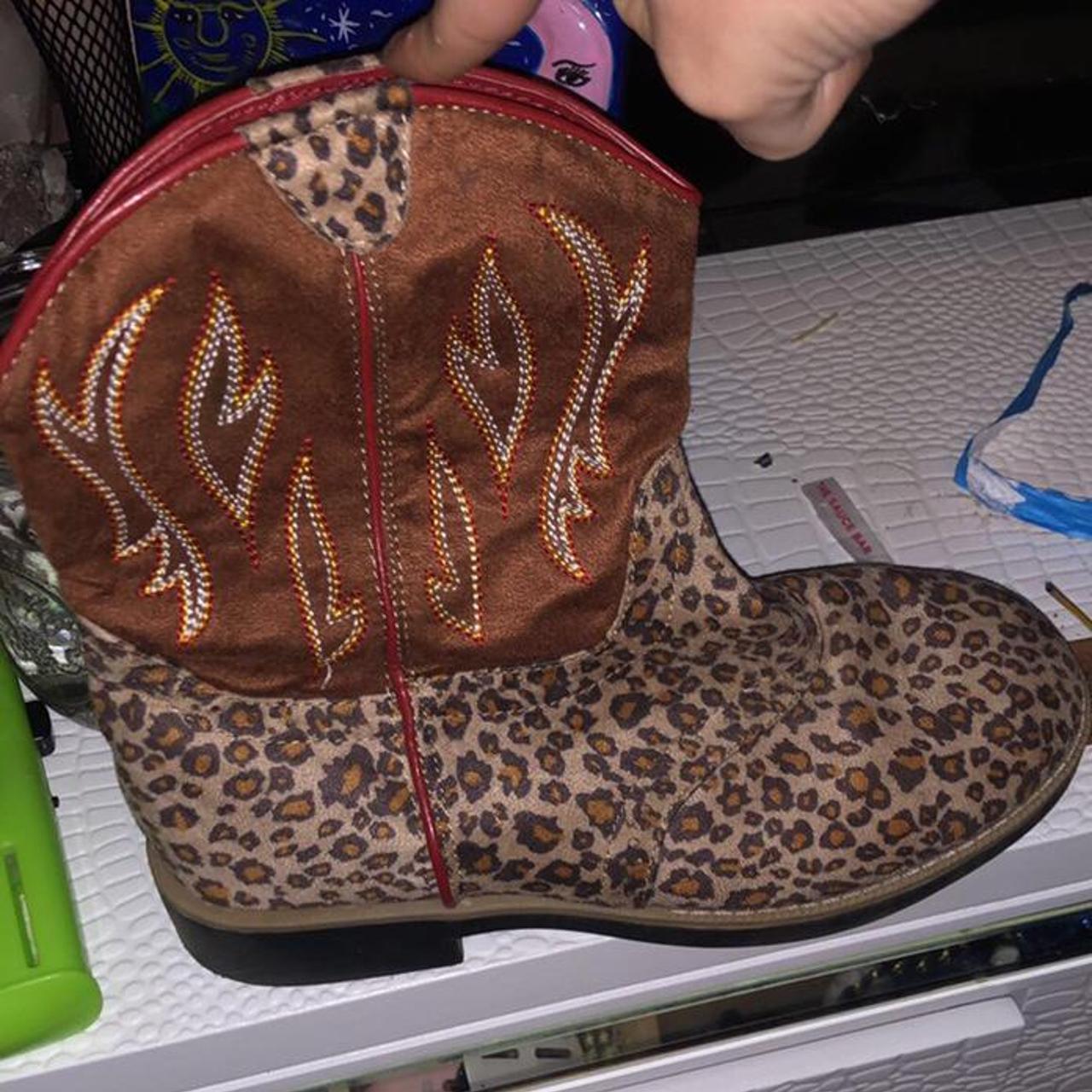 The coolest cowboy boots ever. Cheetah with flames ... - Depop