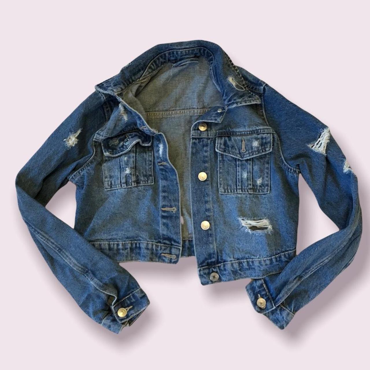 Women's Blue and White Jacket Depop