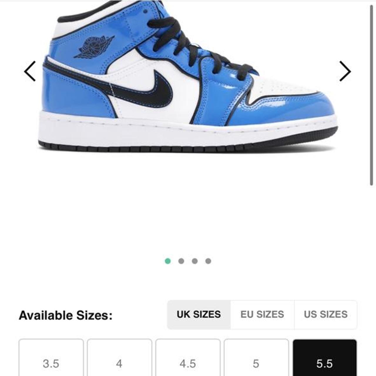 Selling these AIR JORDAN 1 MID SIGNAL BLUE GS Worn... - Depop