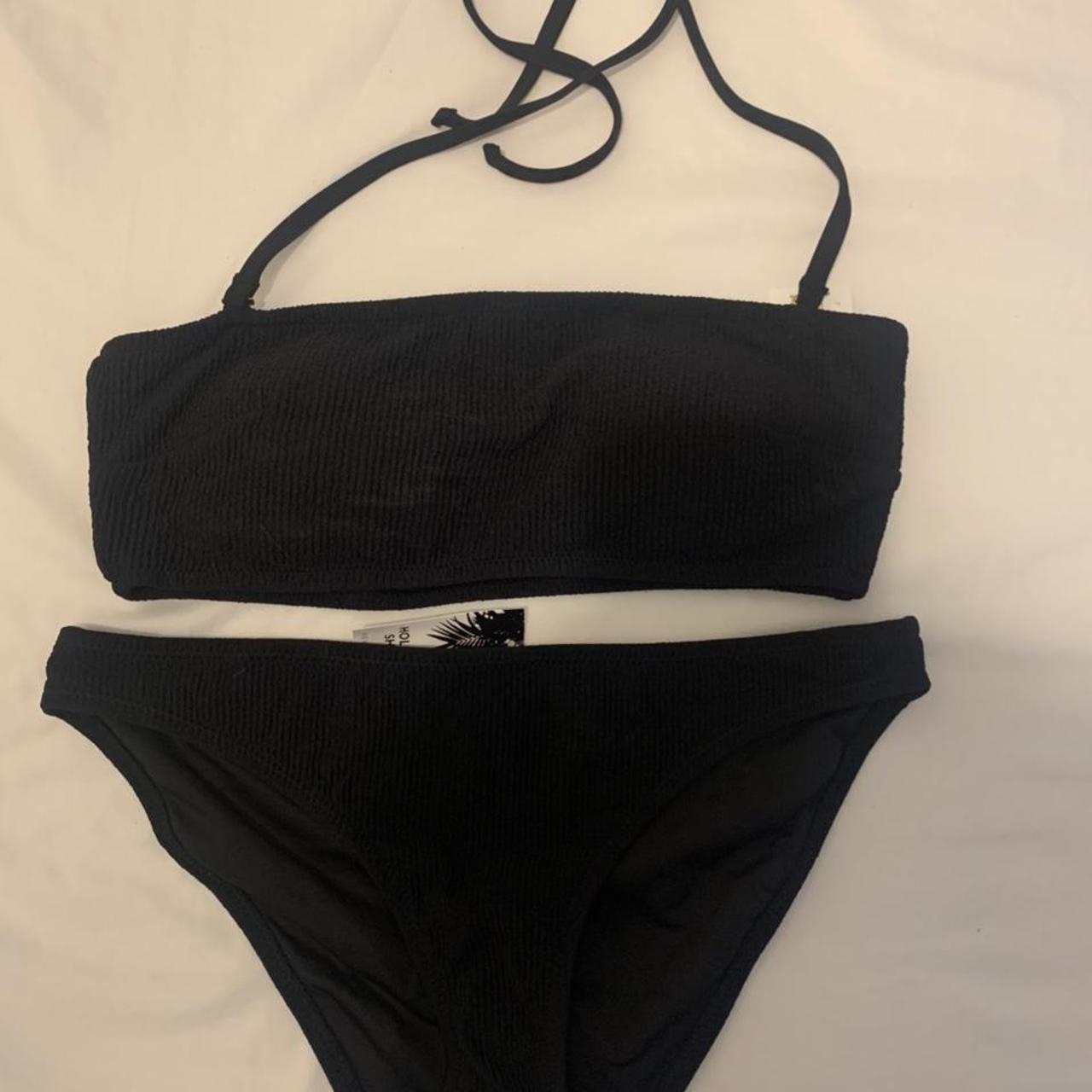 Black crinkle bikini from New Look. Bandeau/halter... Depop