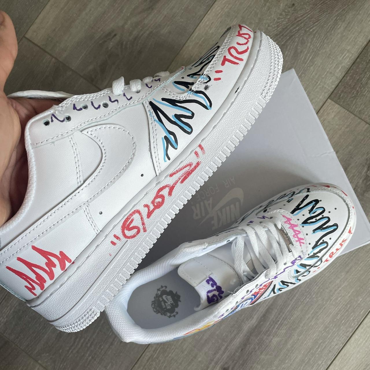 2022 5amrosa “Walking Art” custom Air Force 1 size... - Depop