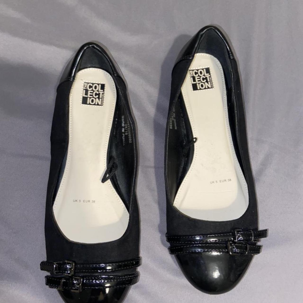 black ballet pumps with buckle detailing size 5 good... Depop