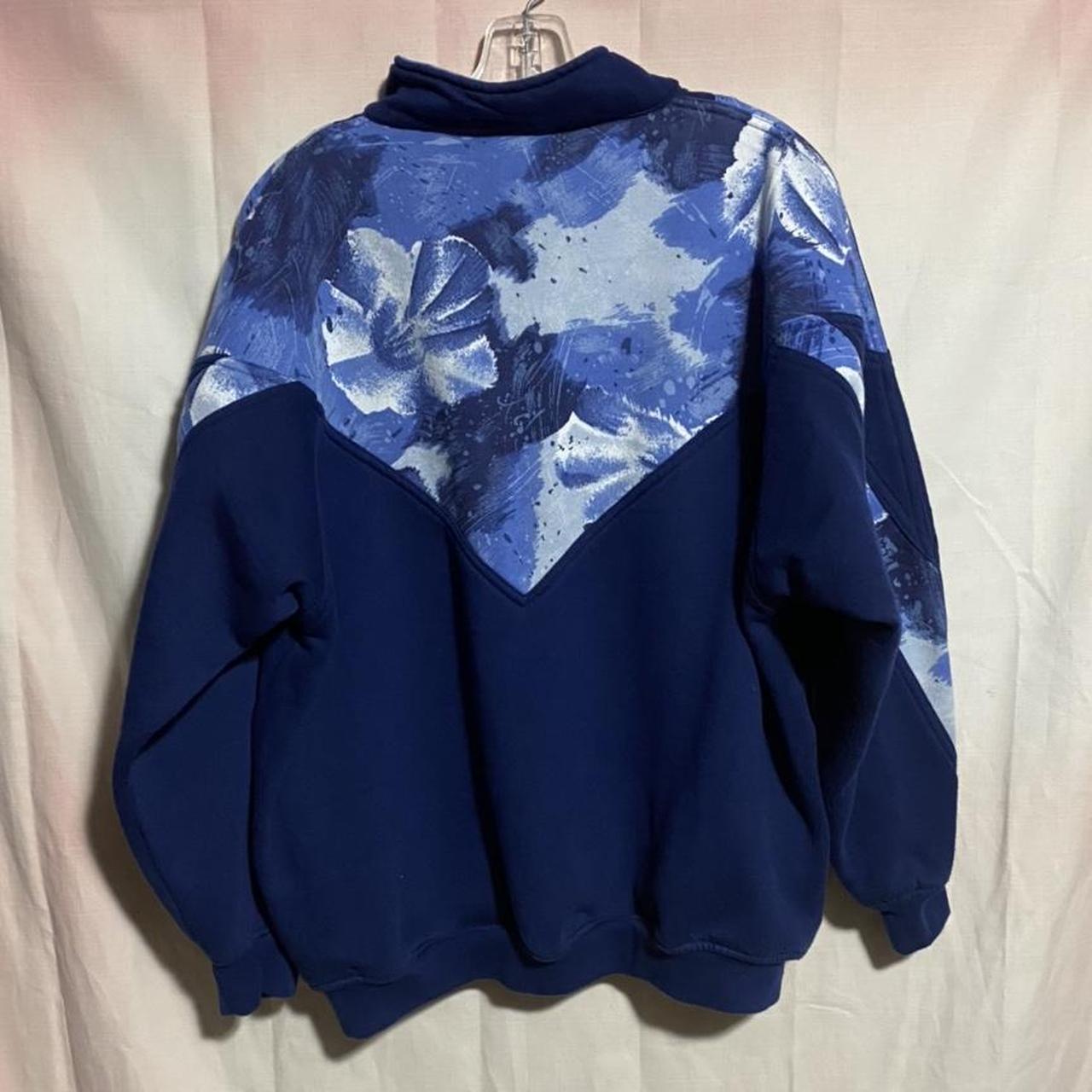 90s Lady Footlocker Blue Floral Quarter Zip Size... - Depop