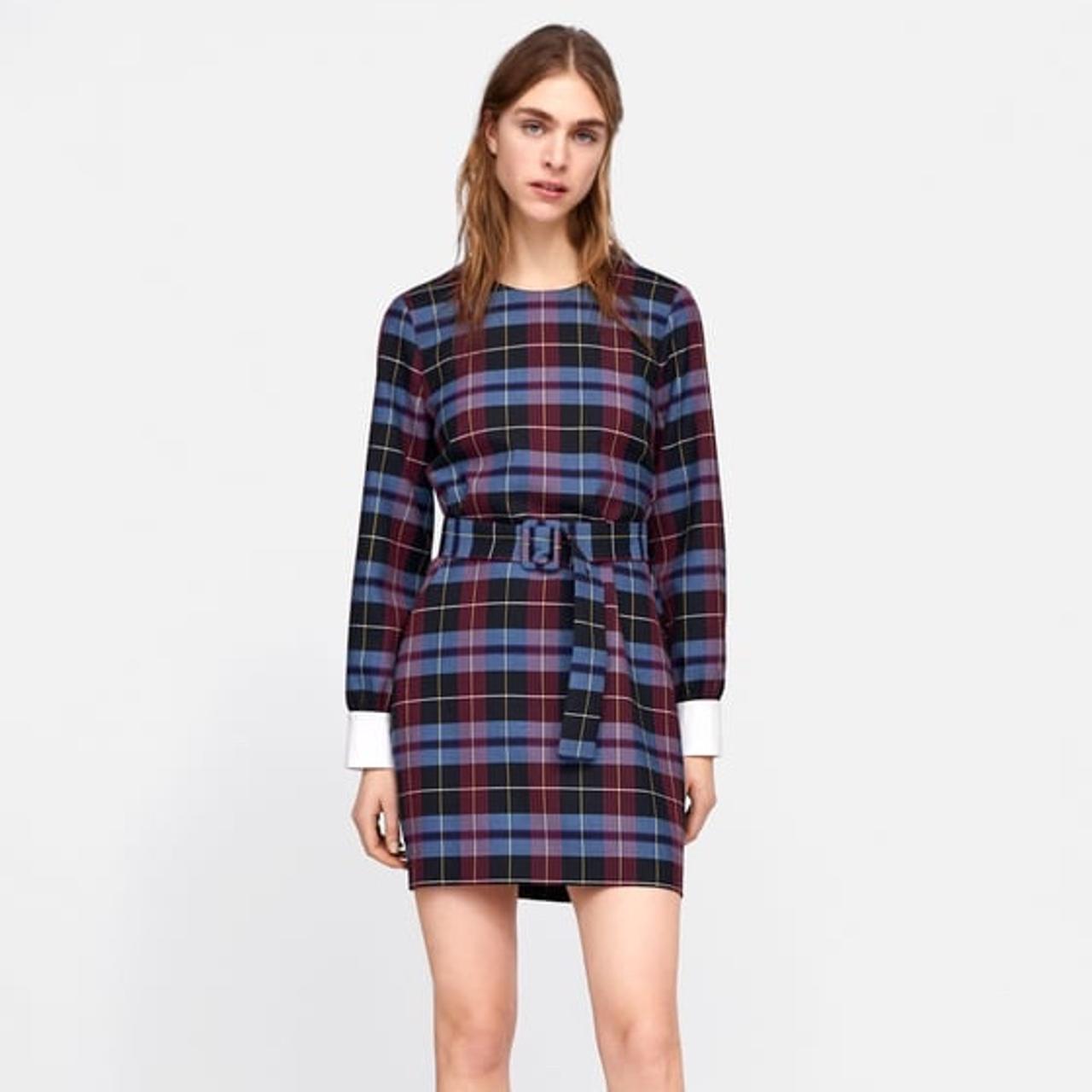 zara checked dress with belt