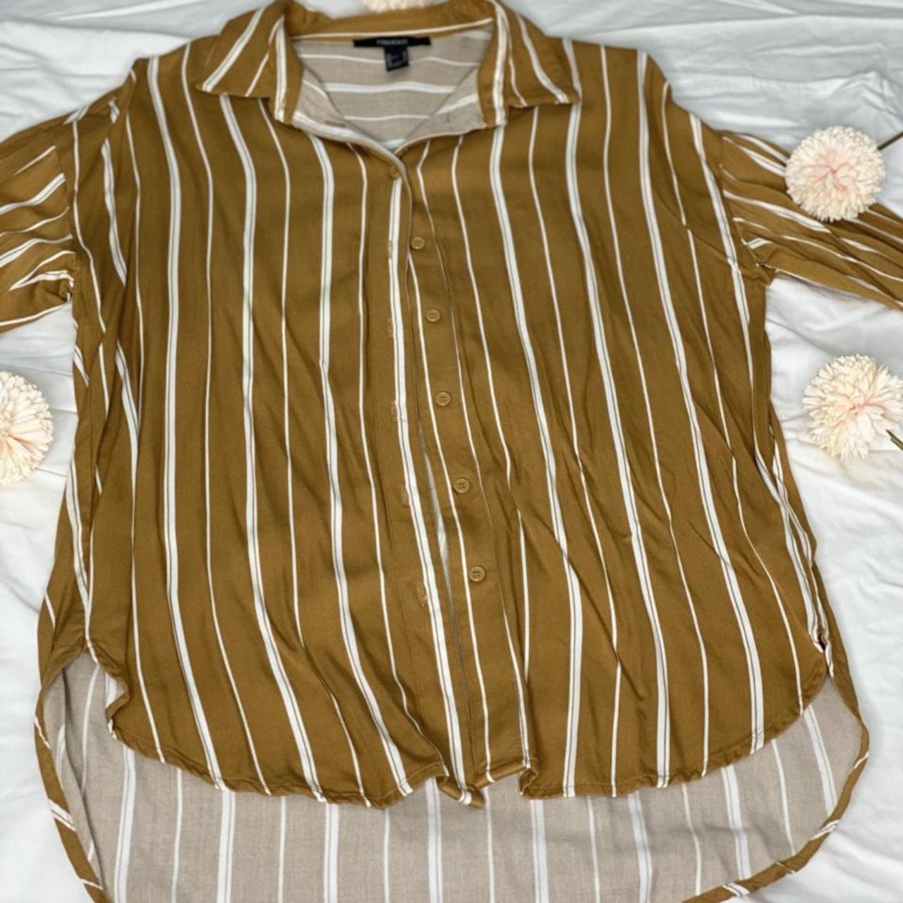 Forever 21 Women's White and Tan Blouse
