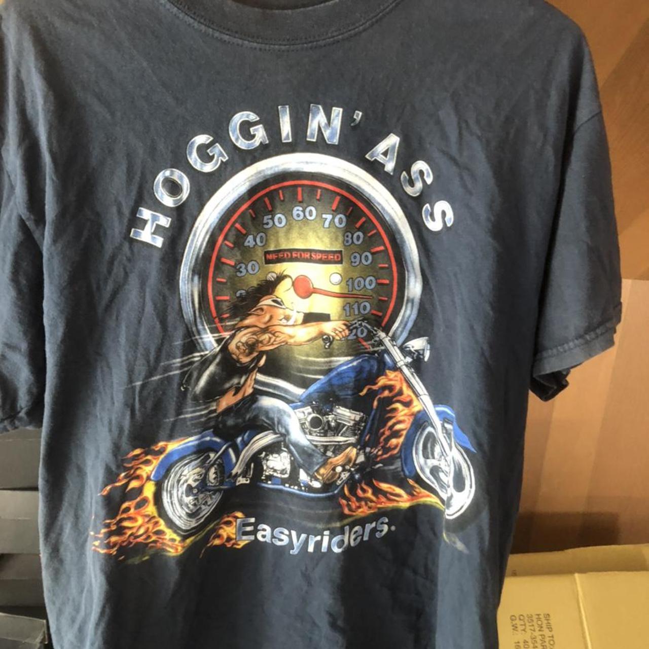 Easyriders Gray Hog Biker T Shirt Medium Hoggin Ass - Depop