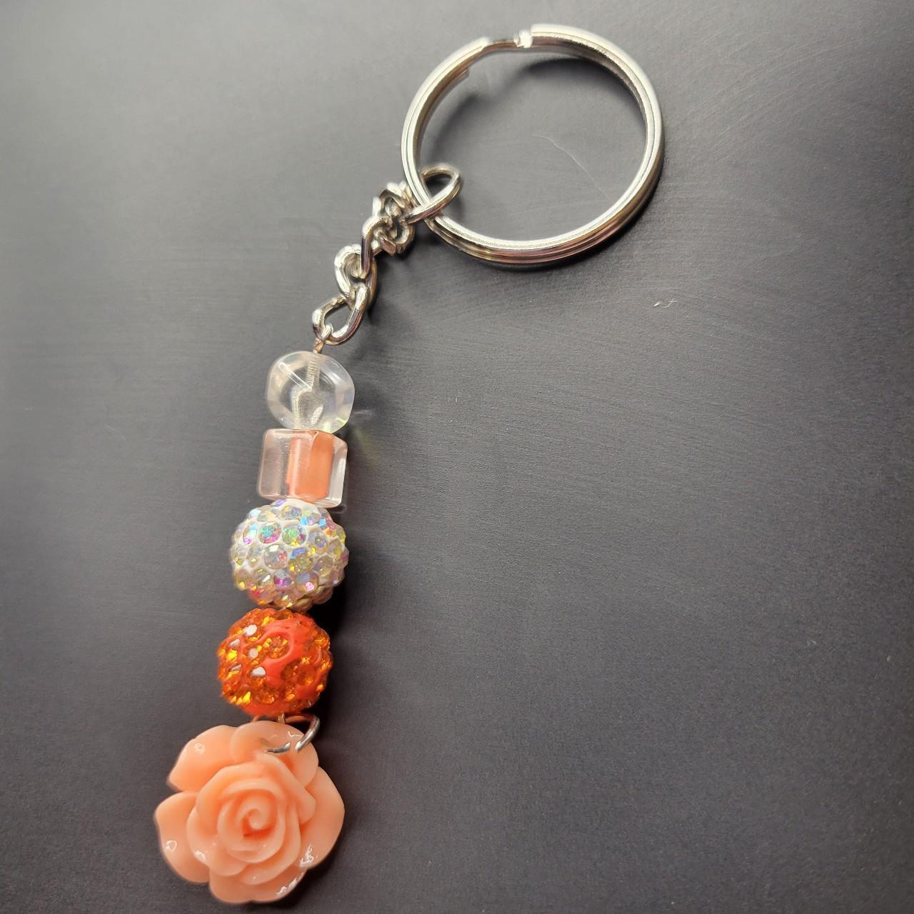 Orange Beaded Rose Keychain keychain roses orange... Depop