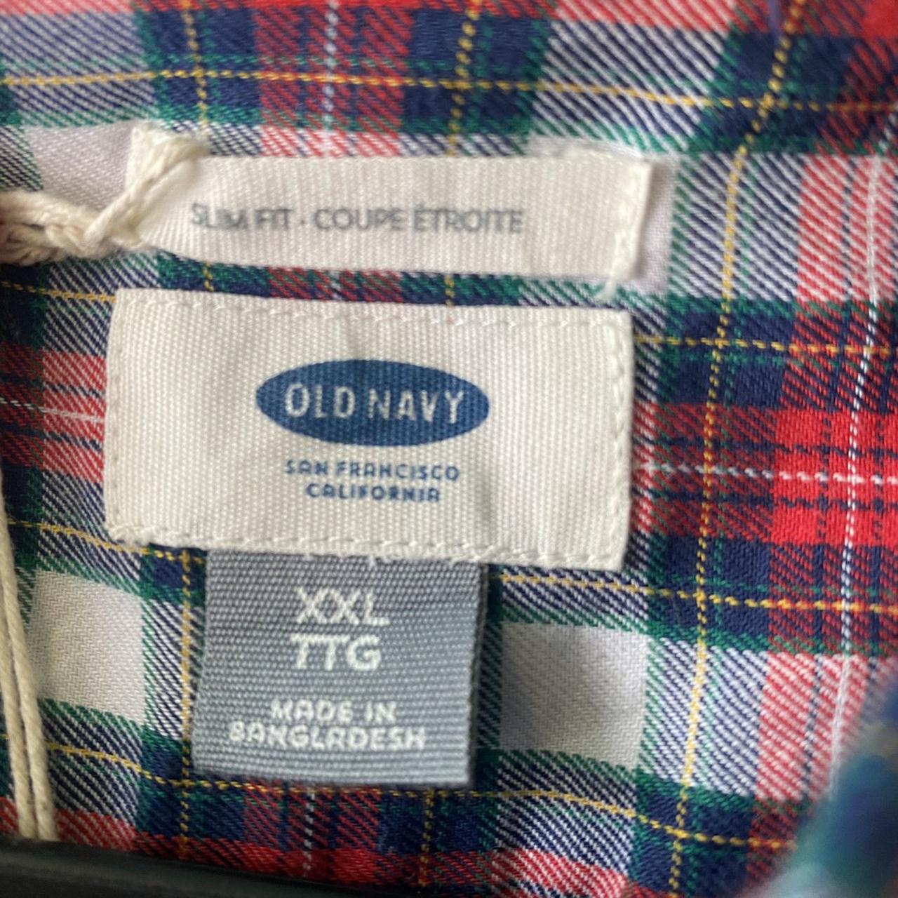 Old Navy Men's Red and Navy Shirt | Depop