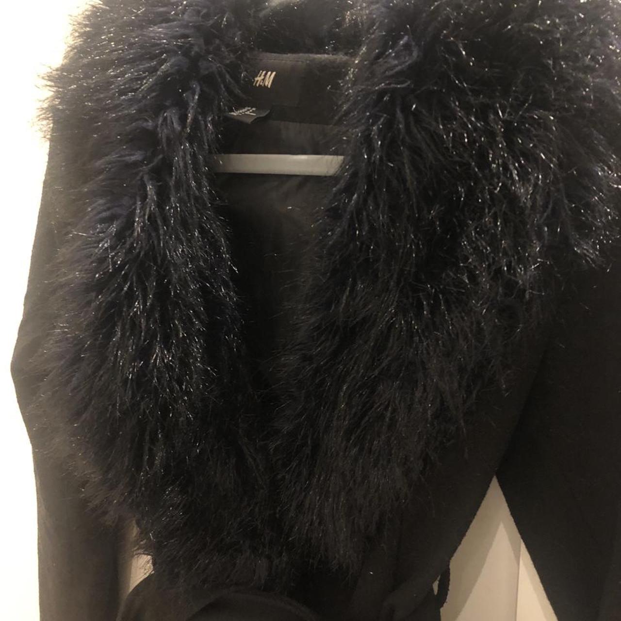 Stunning faux fur trim coat from H&M. Fur is a... - Depop