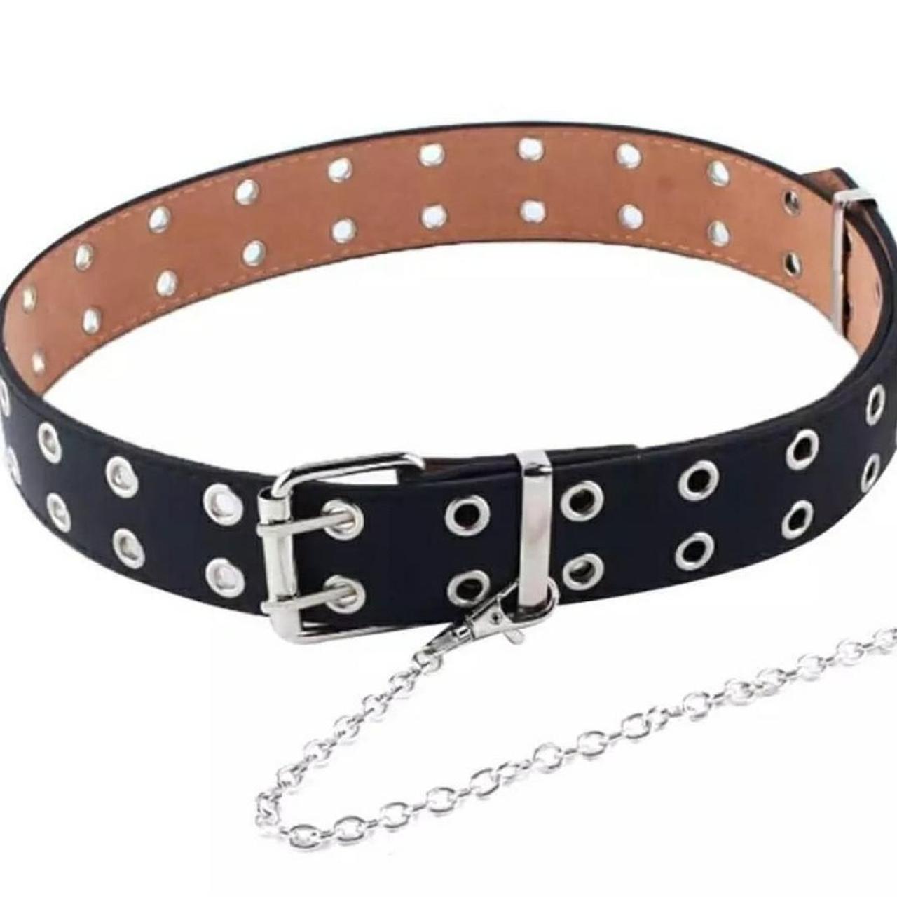Unisex Punk Chain Belt, Single/Double Eyelet Leather... Depop