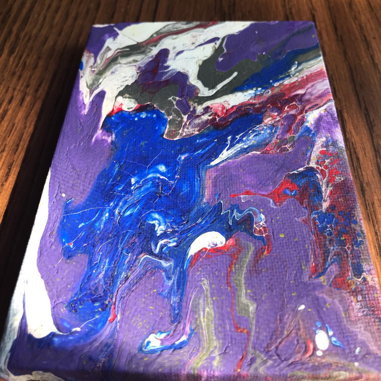 Purple Madness 🔮, 4x6 Acrylic pour painting over... - Depop