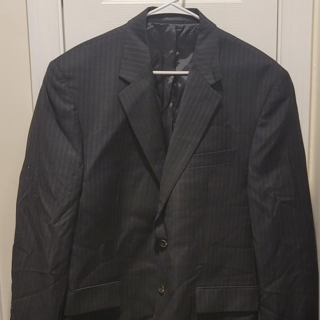 Men's Chaps Black Pinstripe Blazer Suit Jacket Size... - Depop