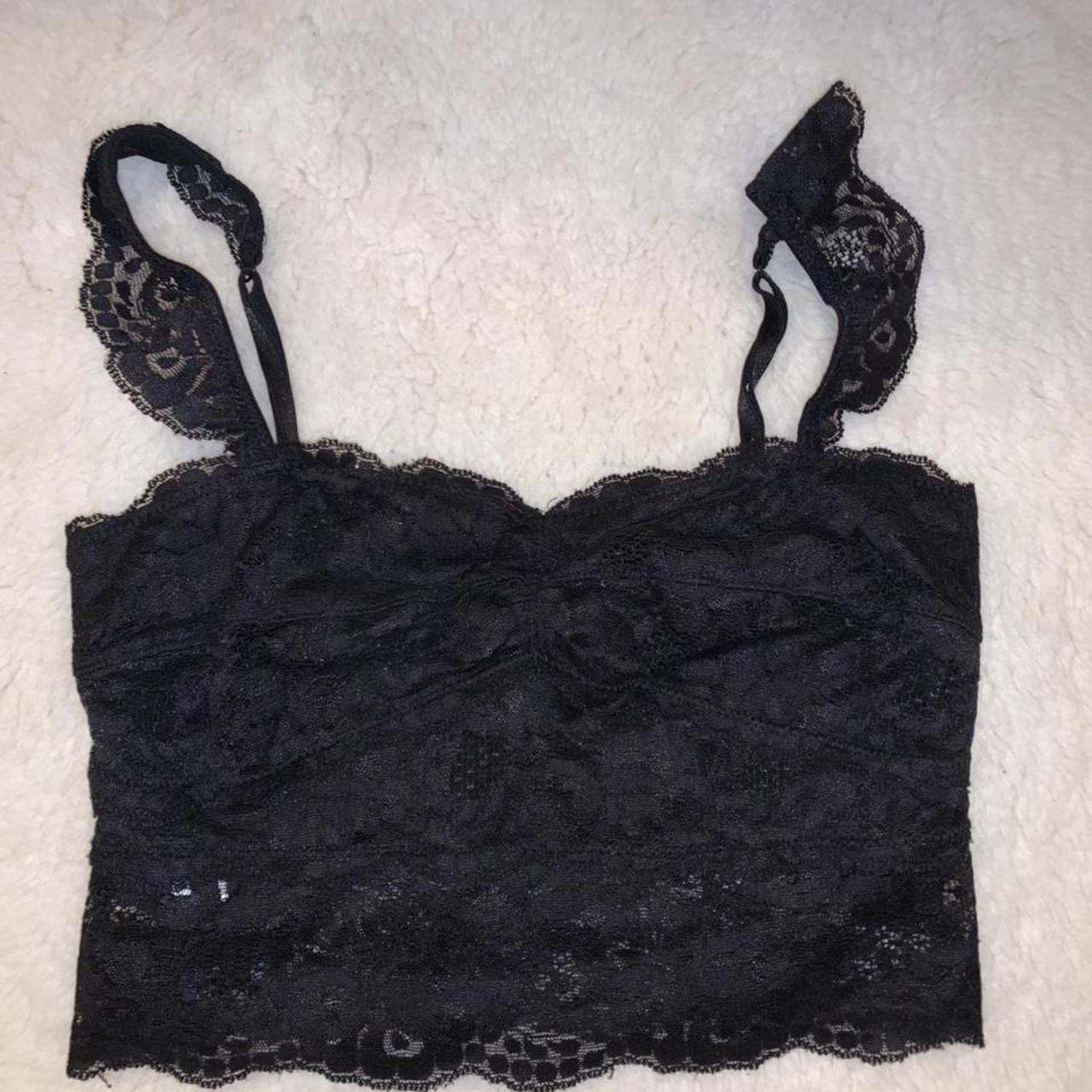 Corset style lace crop top black Adjustable straps... - Depop