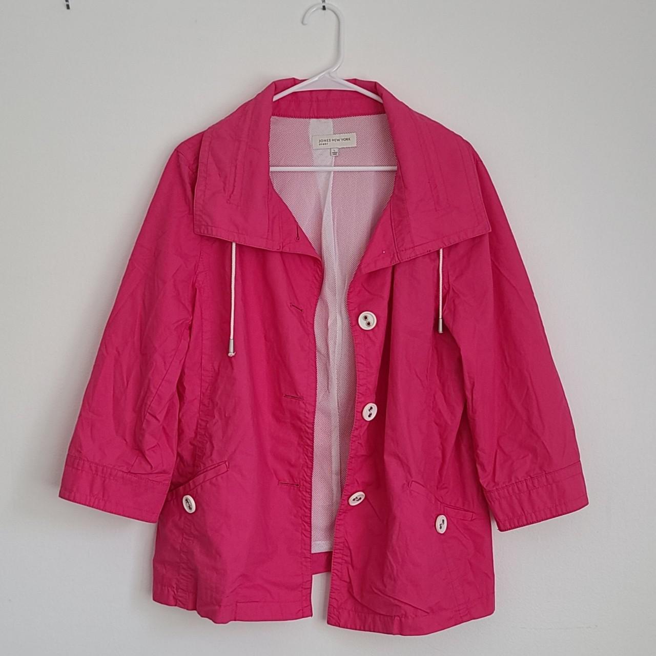 Hot Pink Raincoat w/ White Button