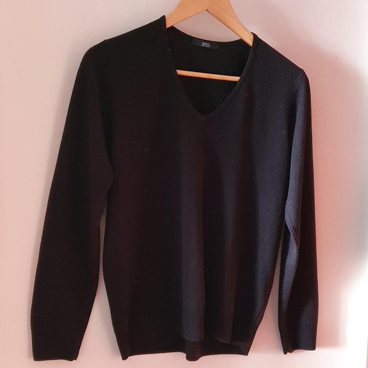 Black knitted #blouse, #M&S, size#14, excellent... - Depop