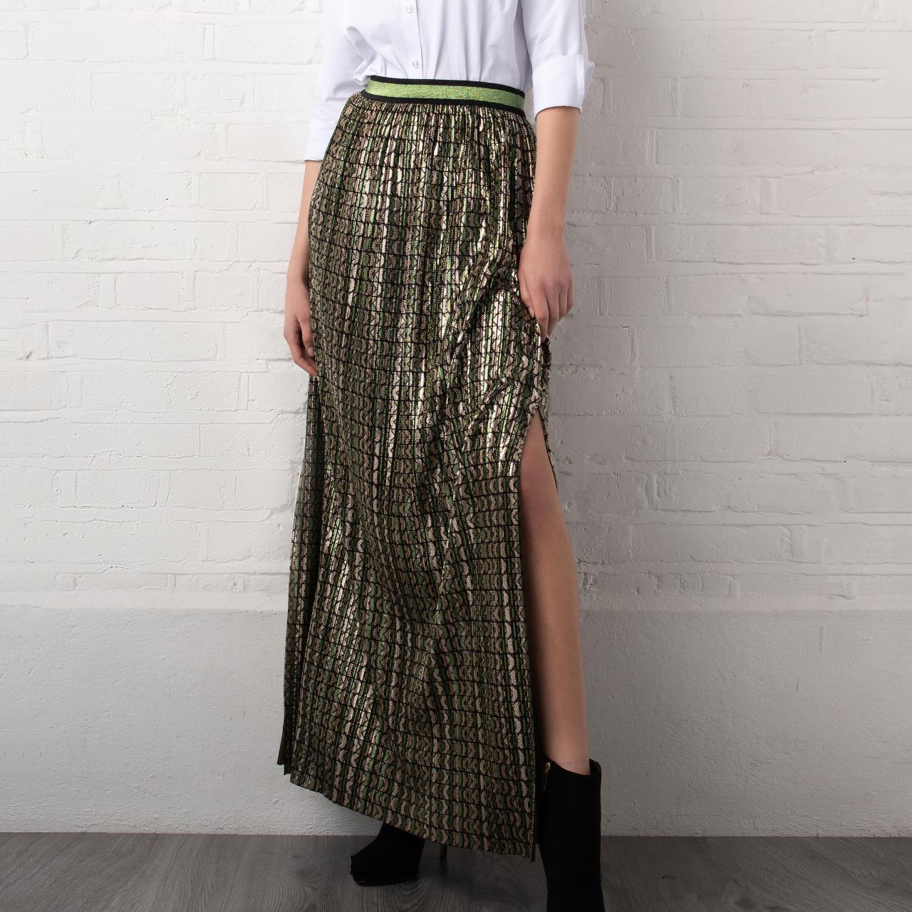 Women's Green and Gold Skirt | Depop