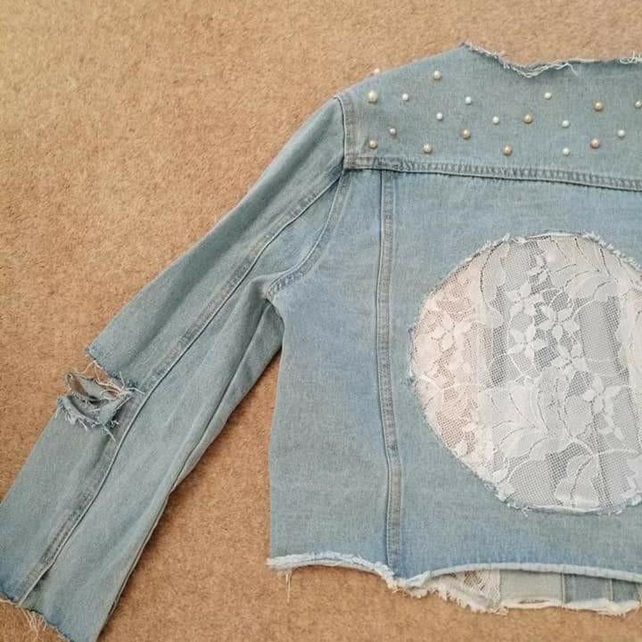 Women's Blue and White Jacket Depop