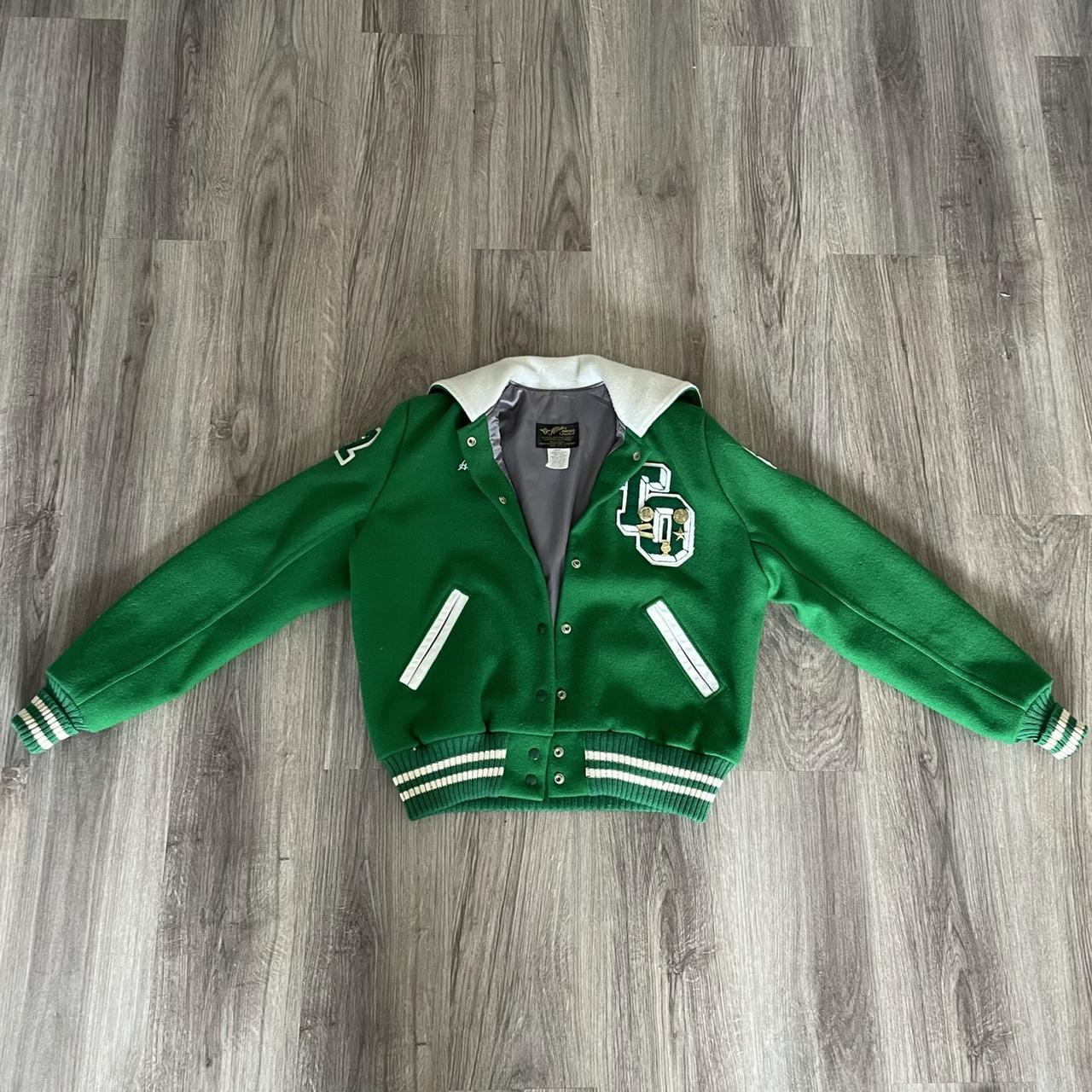 Green Varsity Jacket Perfect condition, NEGOTIABLE - Depop