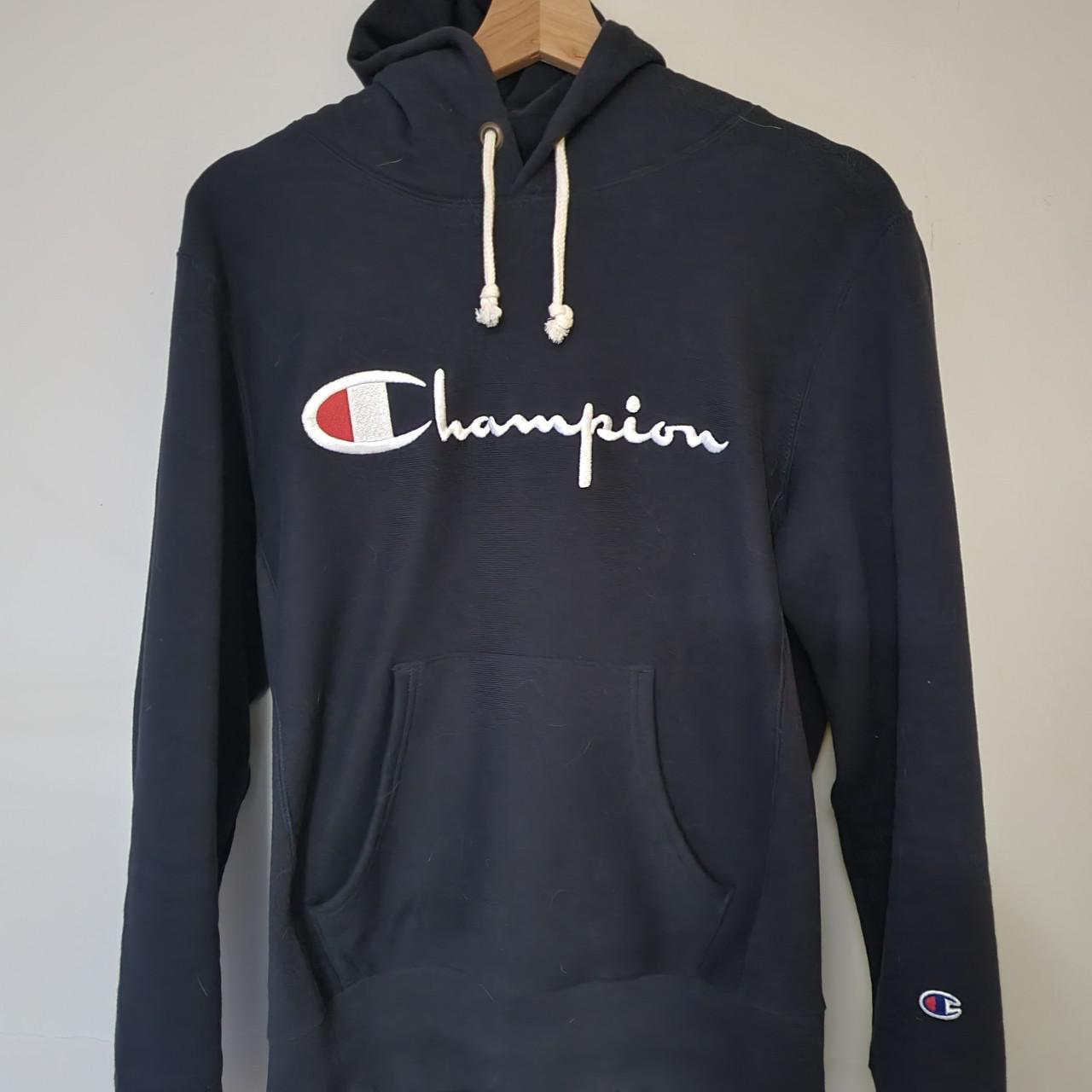 Champion Men's Navy Hoodie | Depop