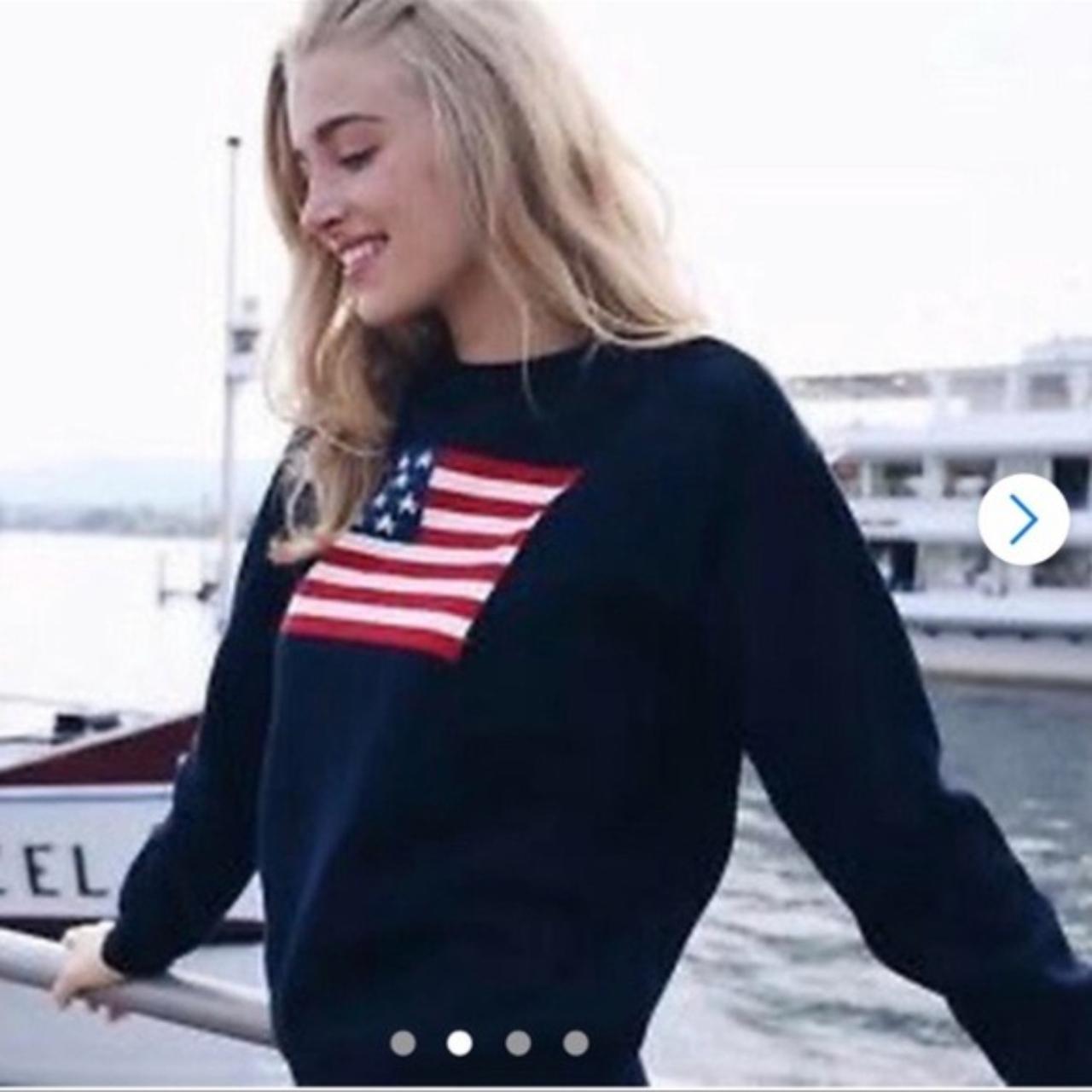 This cotton Brandy Melville Flag Sweater is... Depop