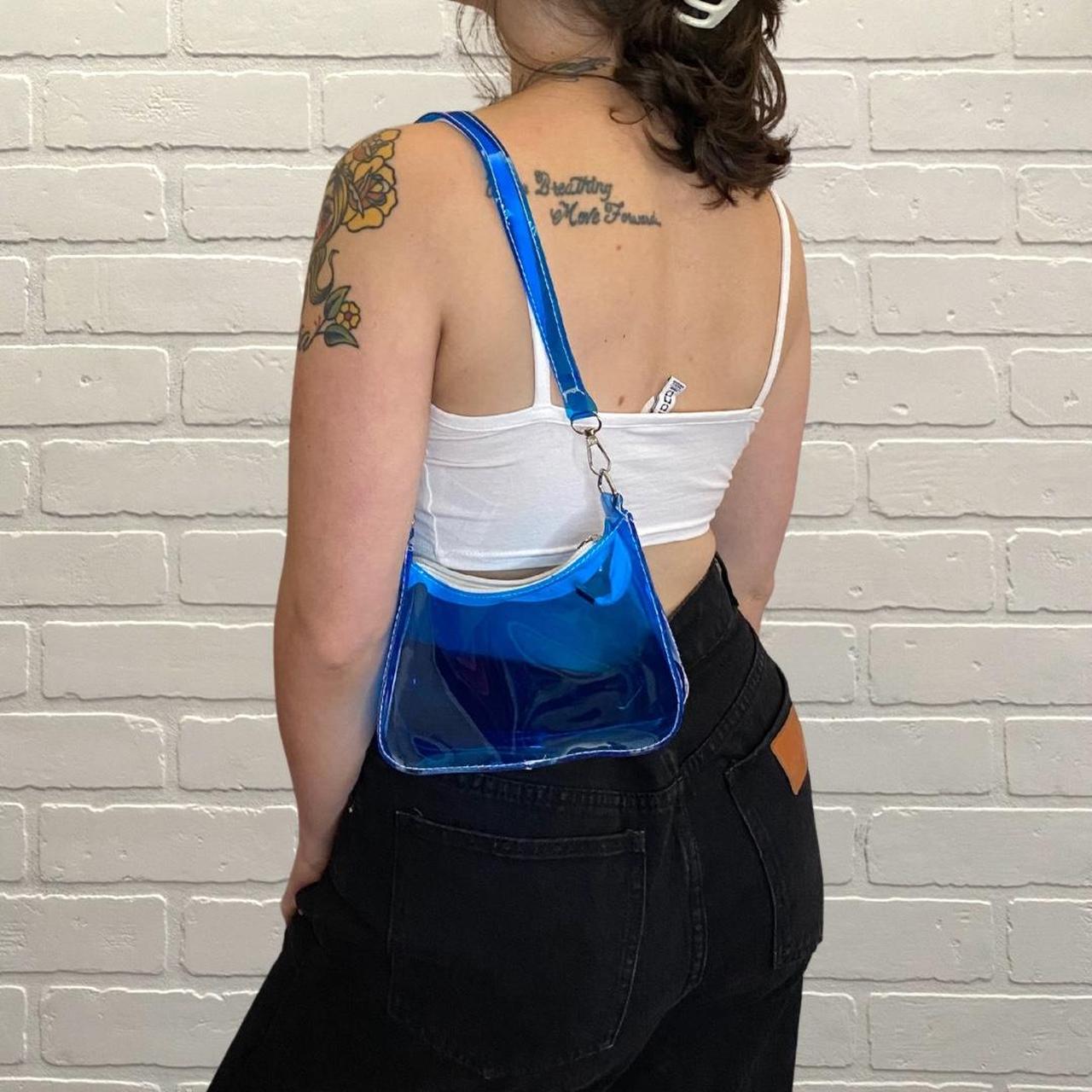 Blue transparent mini bag PVC see through bag -... - Depop