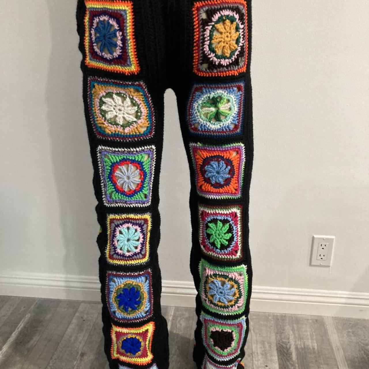 Hand crochet unisex granny square pants/joggers.... - Depop