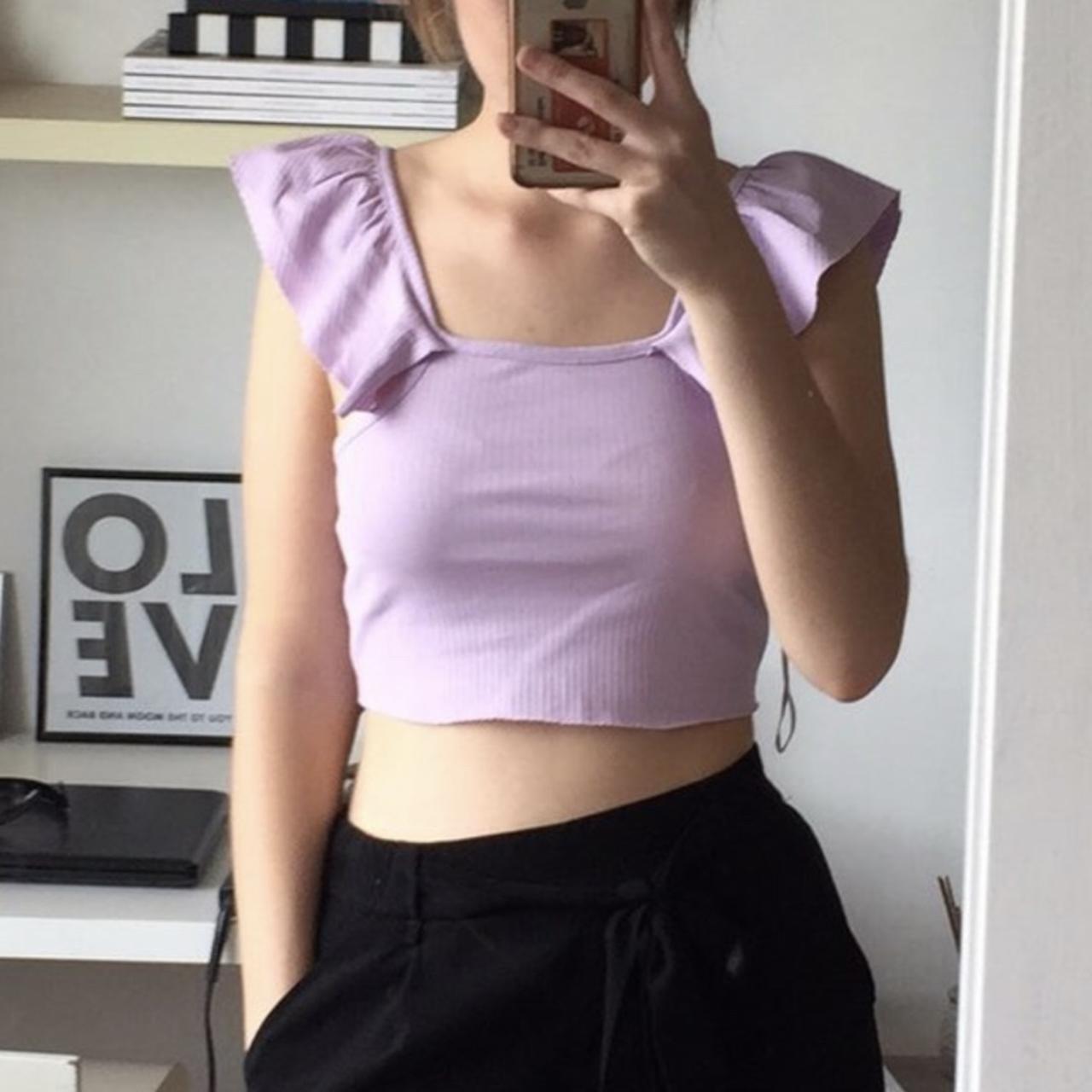 zara purple ribbed top