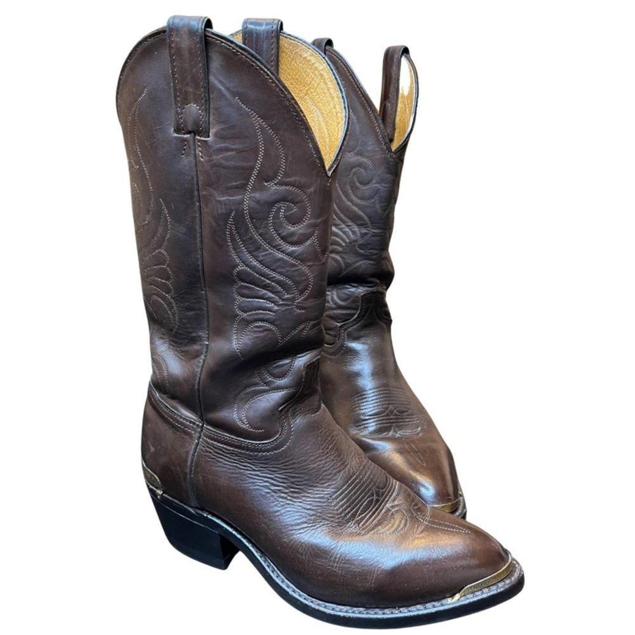 Great soft leather cowboy boots with aged gold look depop