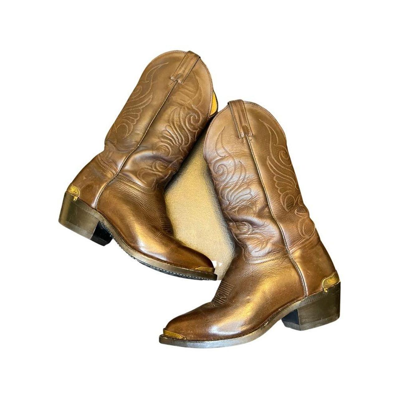 Great soft leather cowboy boots with aged gold look depop