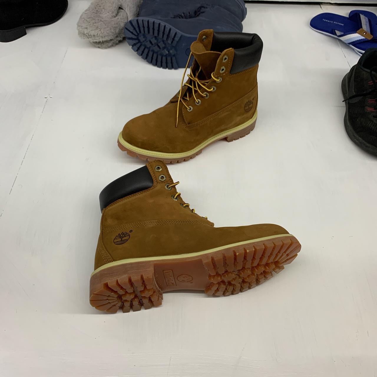 Timberland boots 9.5, basically brand new, worn once... - Depop