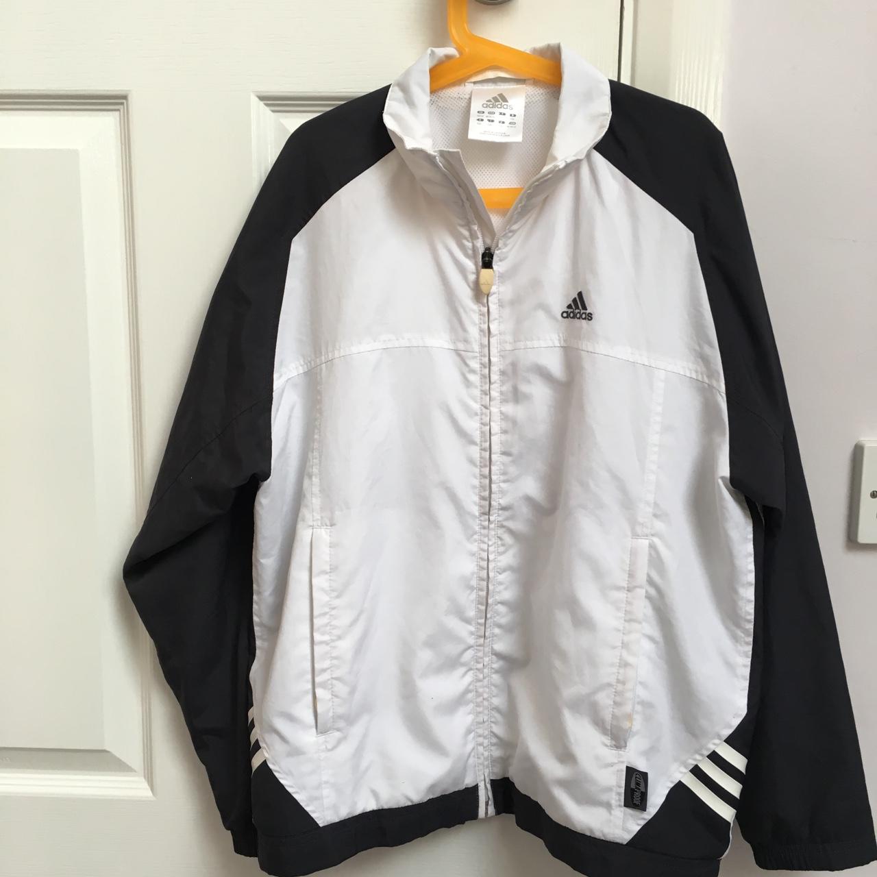 Adidas Bomber jacket, black and white, worn once.... - Depop