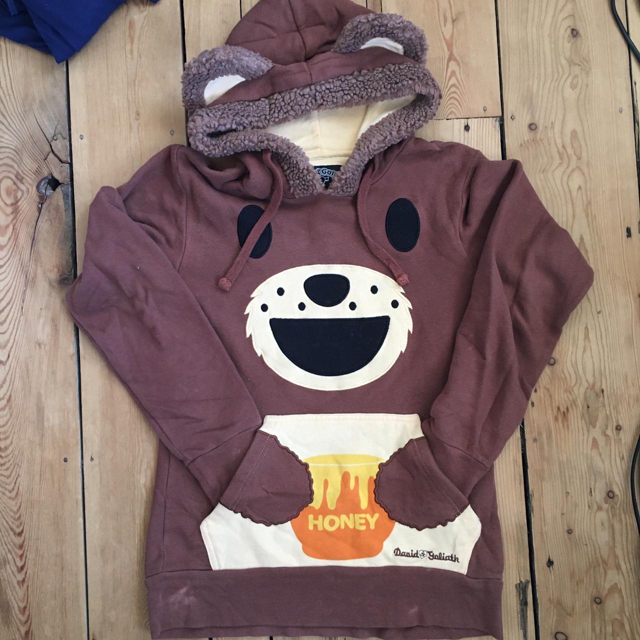 Brown Bear hoodie pullover so cute!! Has bear ears... - Depop