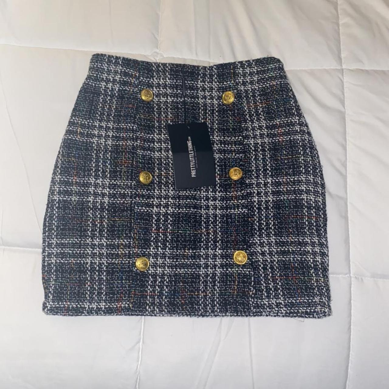 Black Tweed Mini Skirt Never worn UK size 4 US size... - Depop