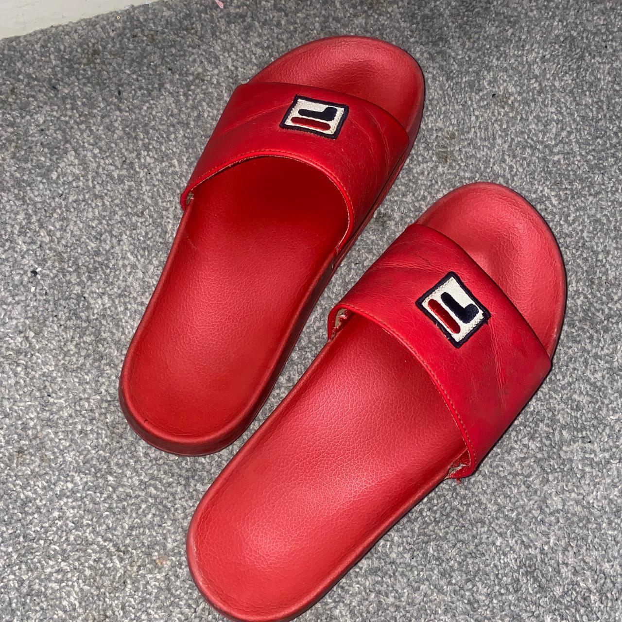 Fila red sliders Size 8 Comfort at home or out and Depop