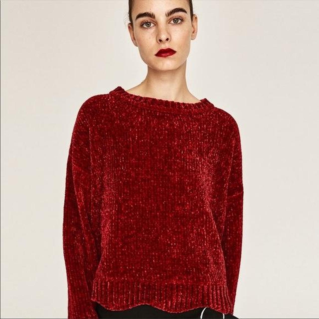 Gorgeous Red Zara Chenille Knit Sweater Jumper With Depop