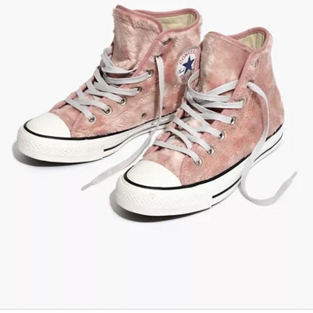 PINK FURRY CONVERSE Converse Chuck Taylor All Star. Depop