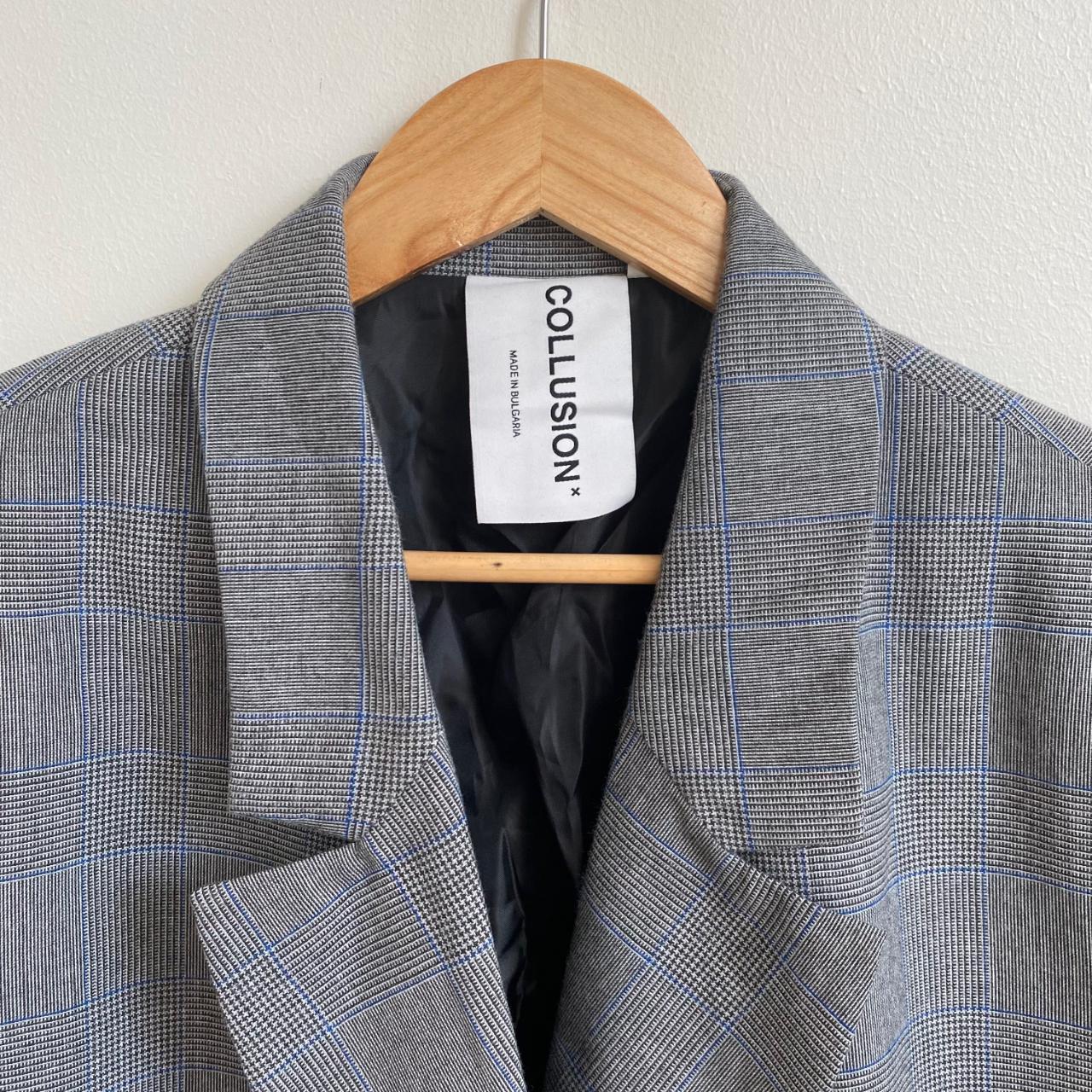 COLLUSION unisex oversized blazer in gray, blue, and... - Depop