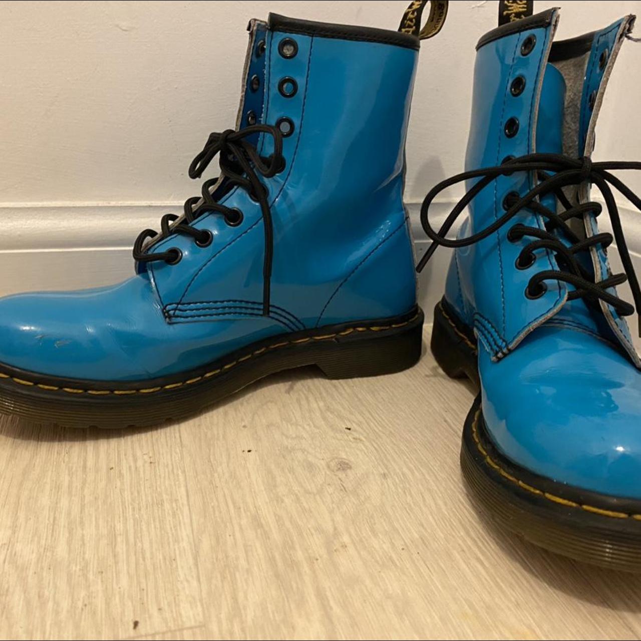 Pale blue patent Doc Martens 1460 in asize 6. A... Depop