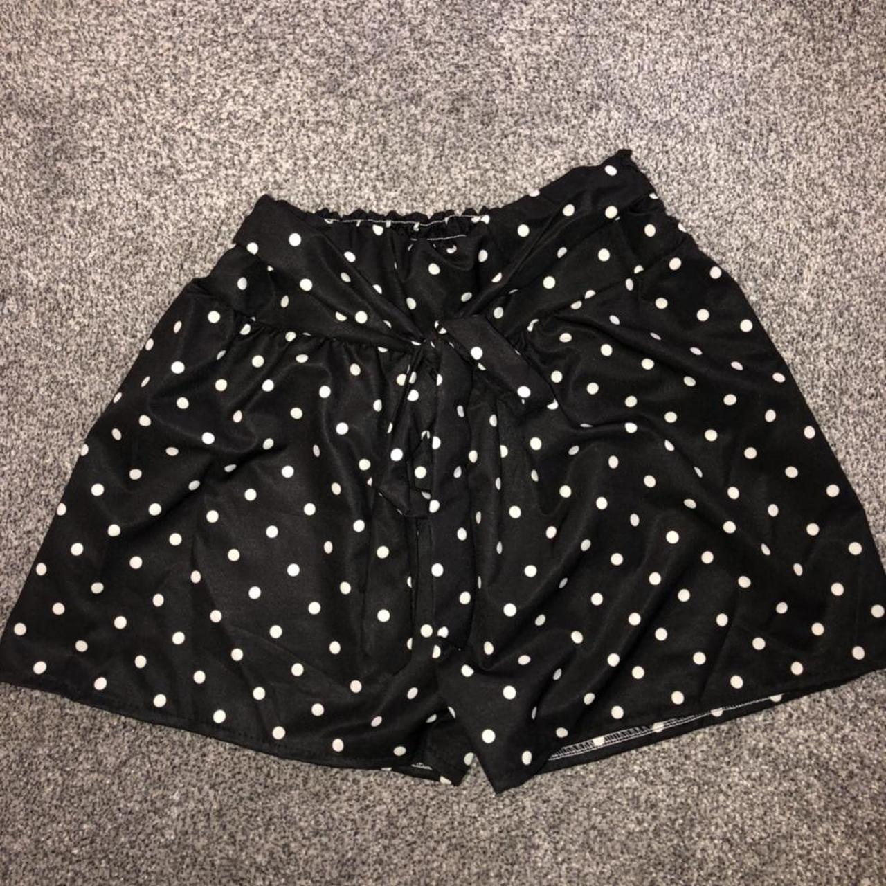 Black and white polka dot shorts Size small to... - Depop